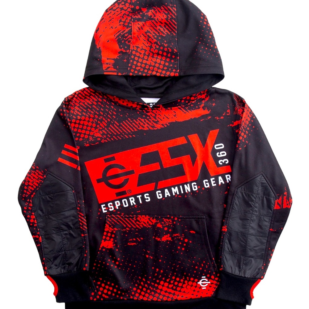 ESX360 BLACK RED ULTIMATE GAMER HOODIE BLACK ESPORTS GEAR MEDIUM SMALL LARGE